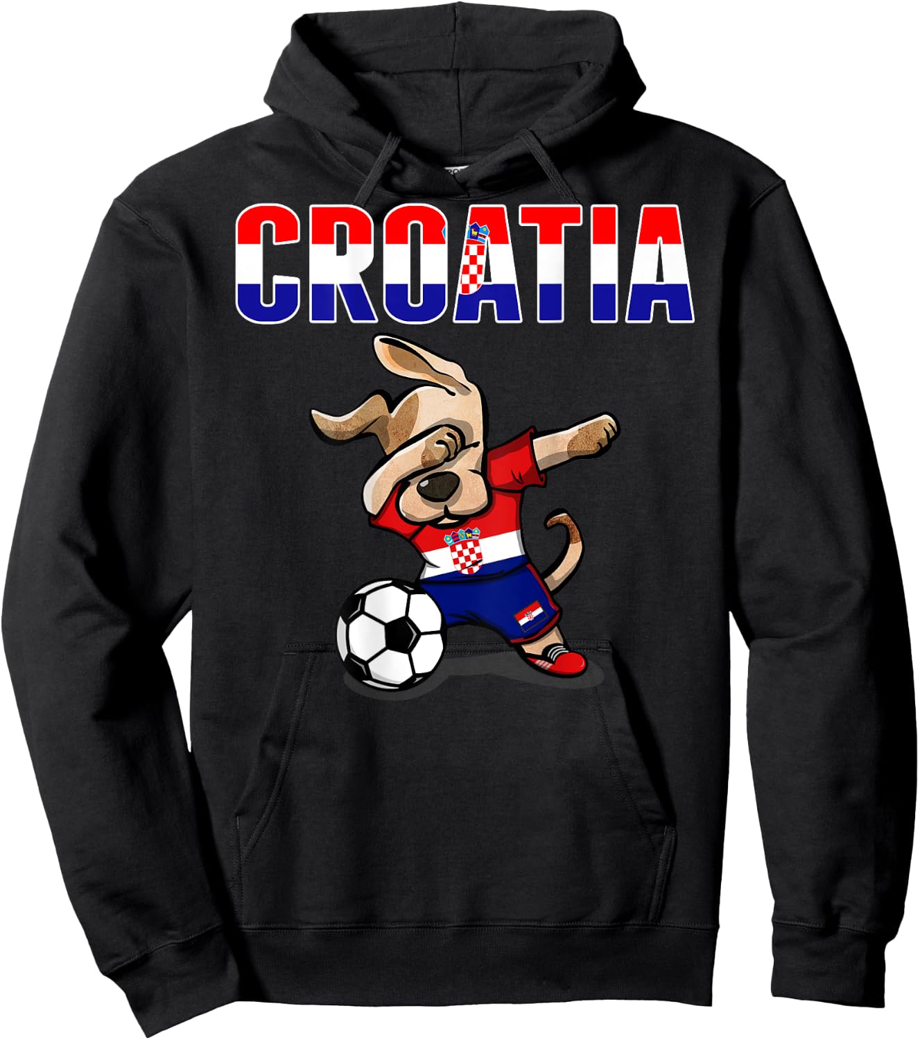 Dabbing Dog Croatia Soccer Fan Jersey Croatian Flag Football Women Kids Hoodie - Hoodie | Black