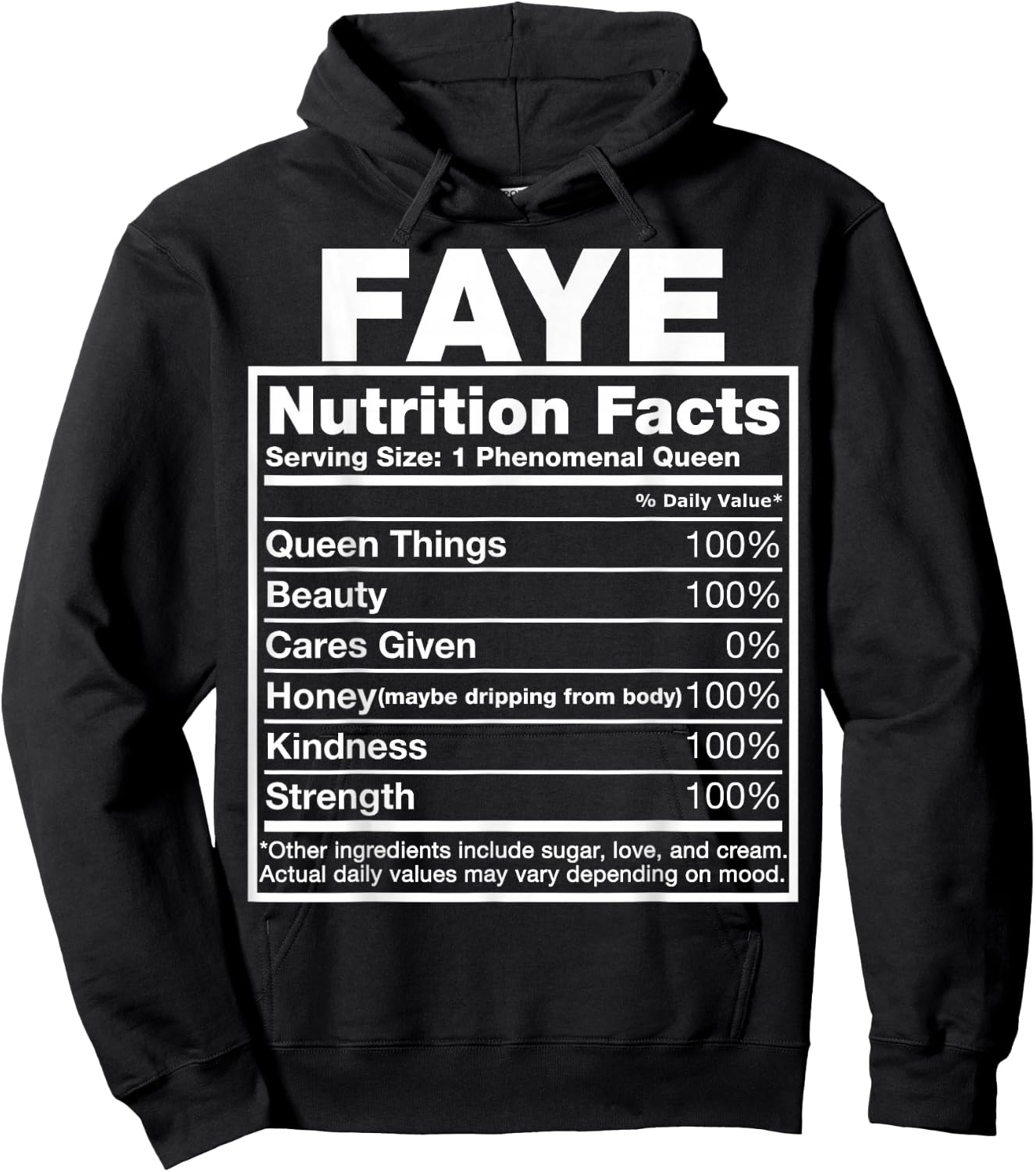Faye Nutrition Facts Faye Name Birthday Shirt Hoodie - Hoodie | Black