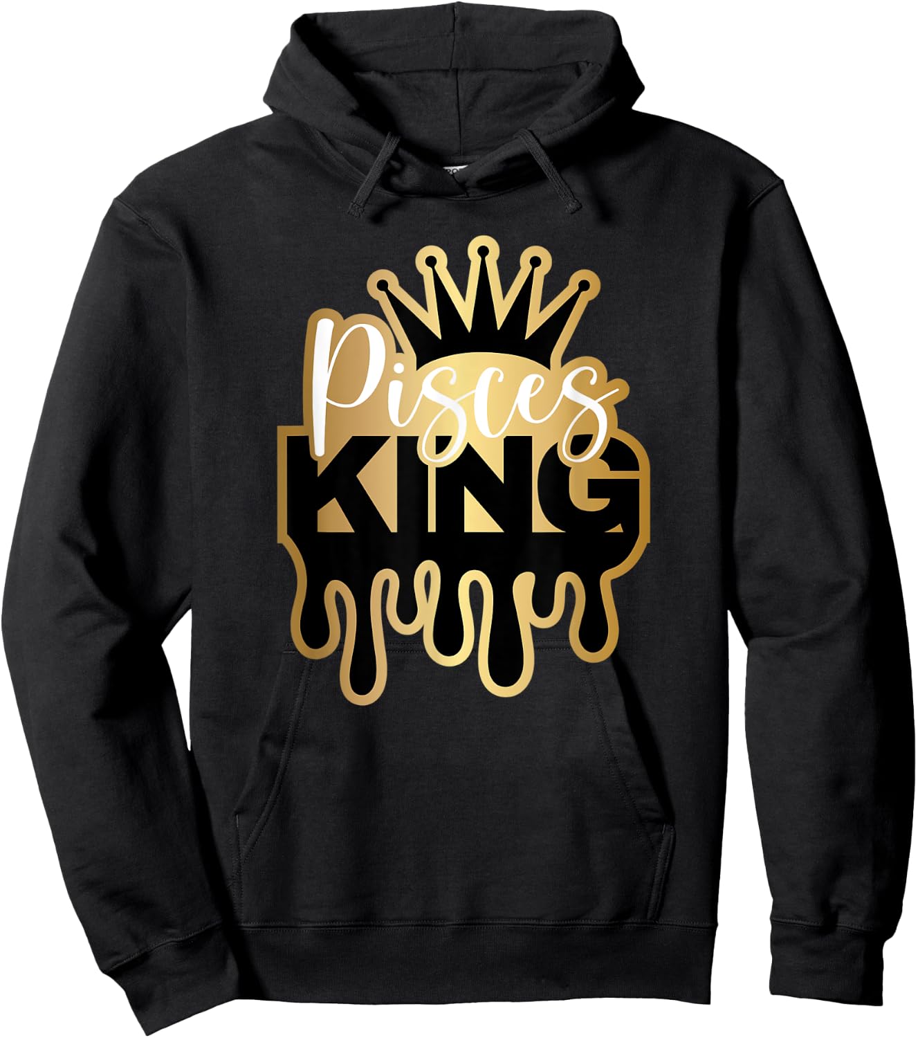 Dripping Pisces King Zodiac Hoodie - Hoodie | Black