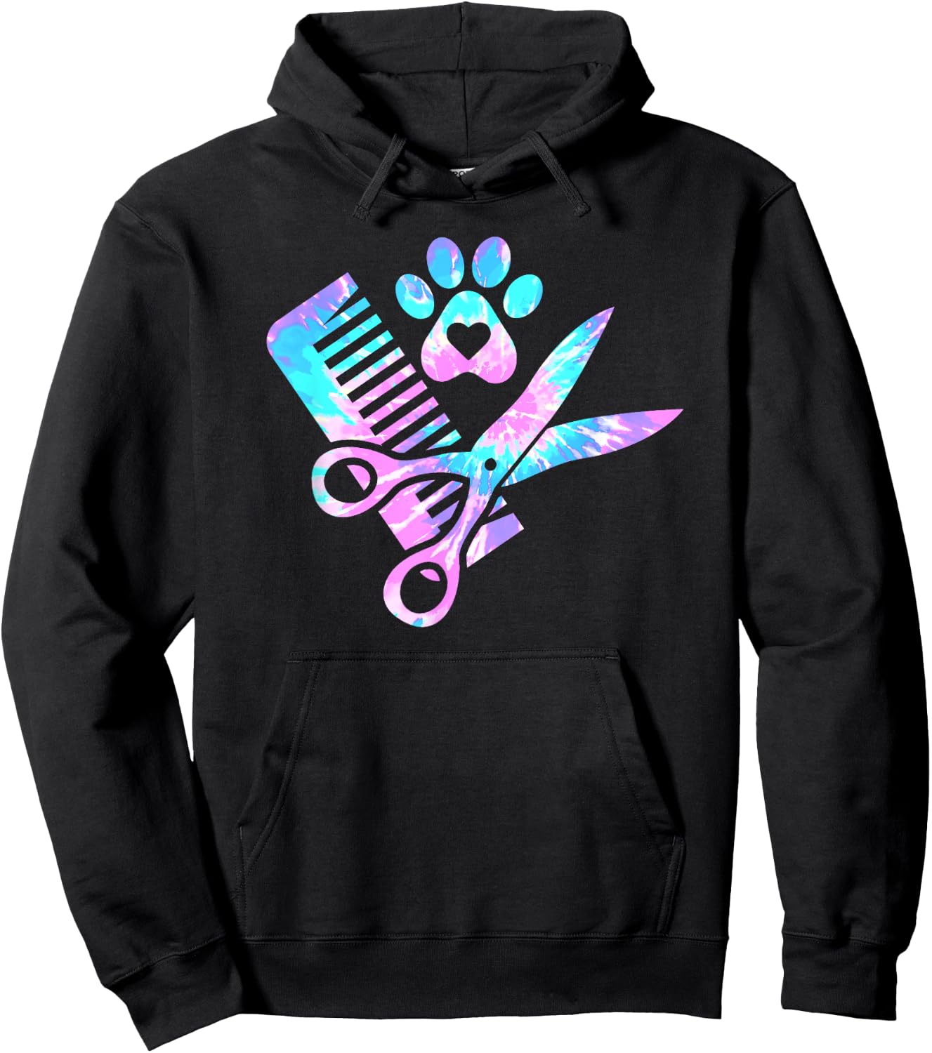 Dog Groomer Tie Dye Dog groomers Matching team Hoodie - Hoodie | Black