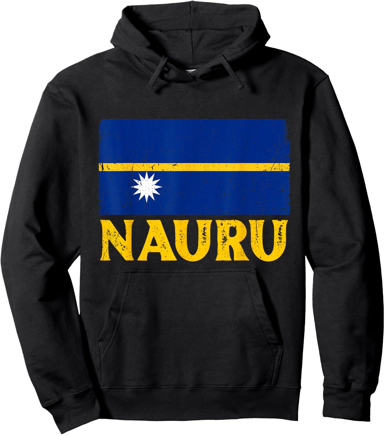 Distressed Retro Nauru Flag Men Women Kids Patriotic Hoodie - Hoodie | Black