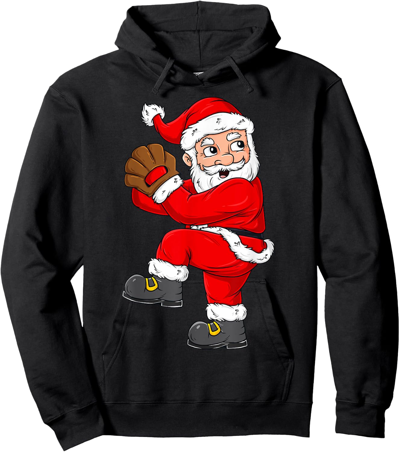 Christmas Santa Claus Baseball Pitcher Boys Kids Teens Xmas Hoodie - Hoodie | Black