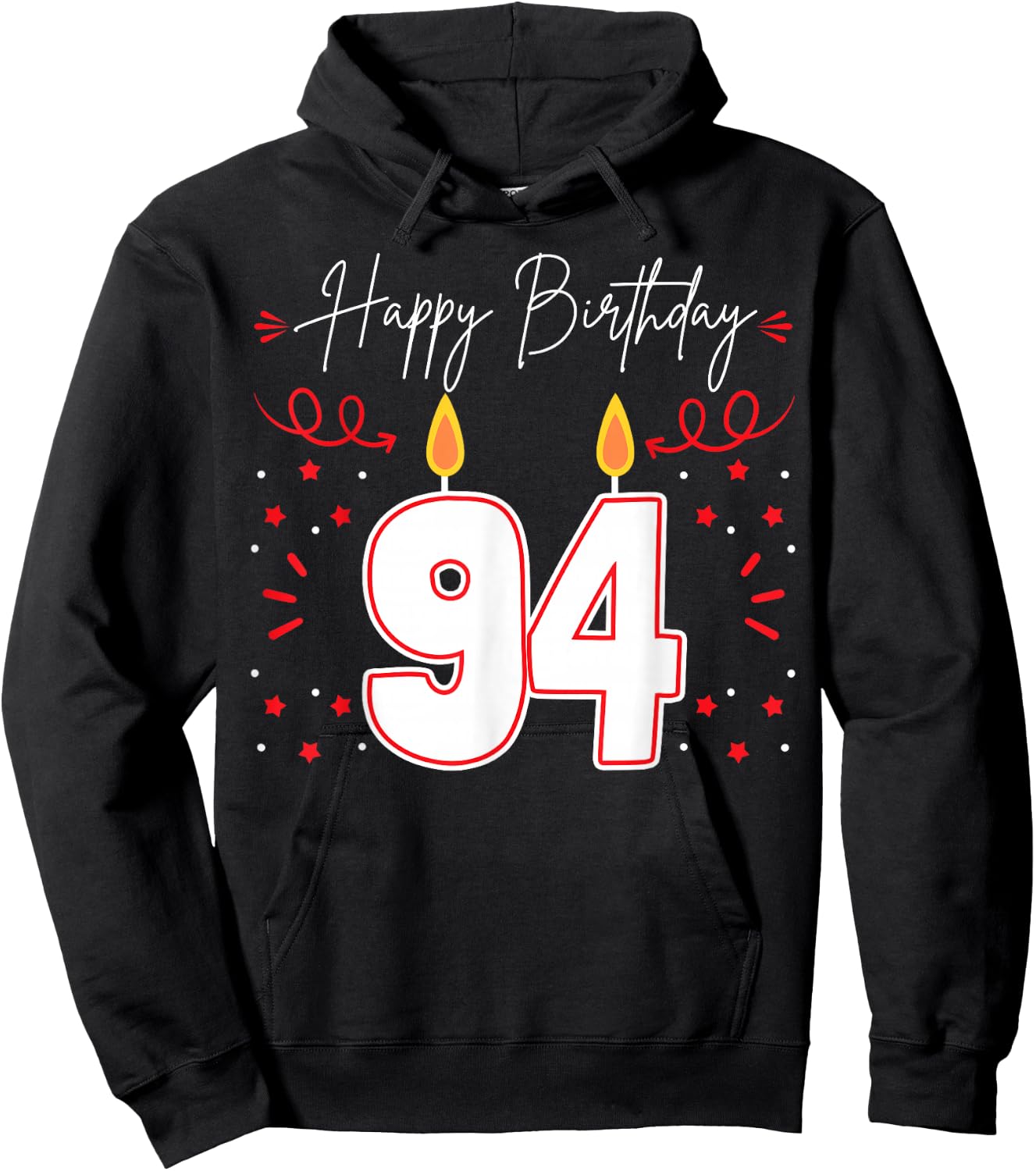 Candle 94 Birthday Party Decoration Wishes Candlelight Cake Hoodie - Hoodie | Black