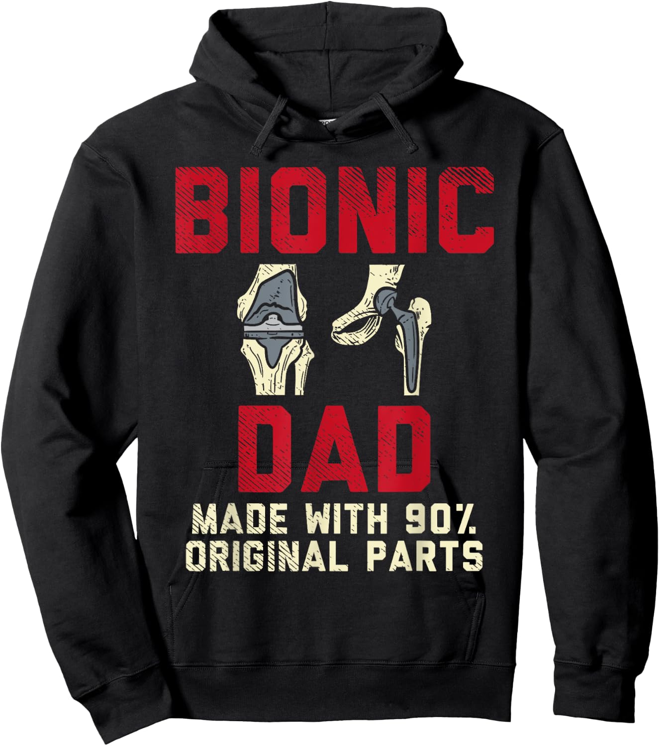 Knee Replacement Surgery Human Robot Joke Funny Bionic Dad Hoodie - Hoodie | Black
