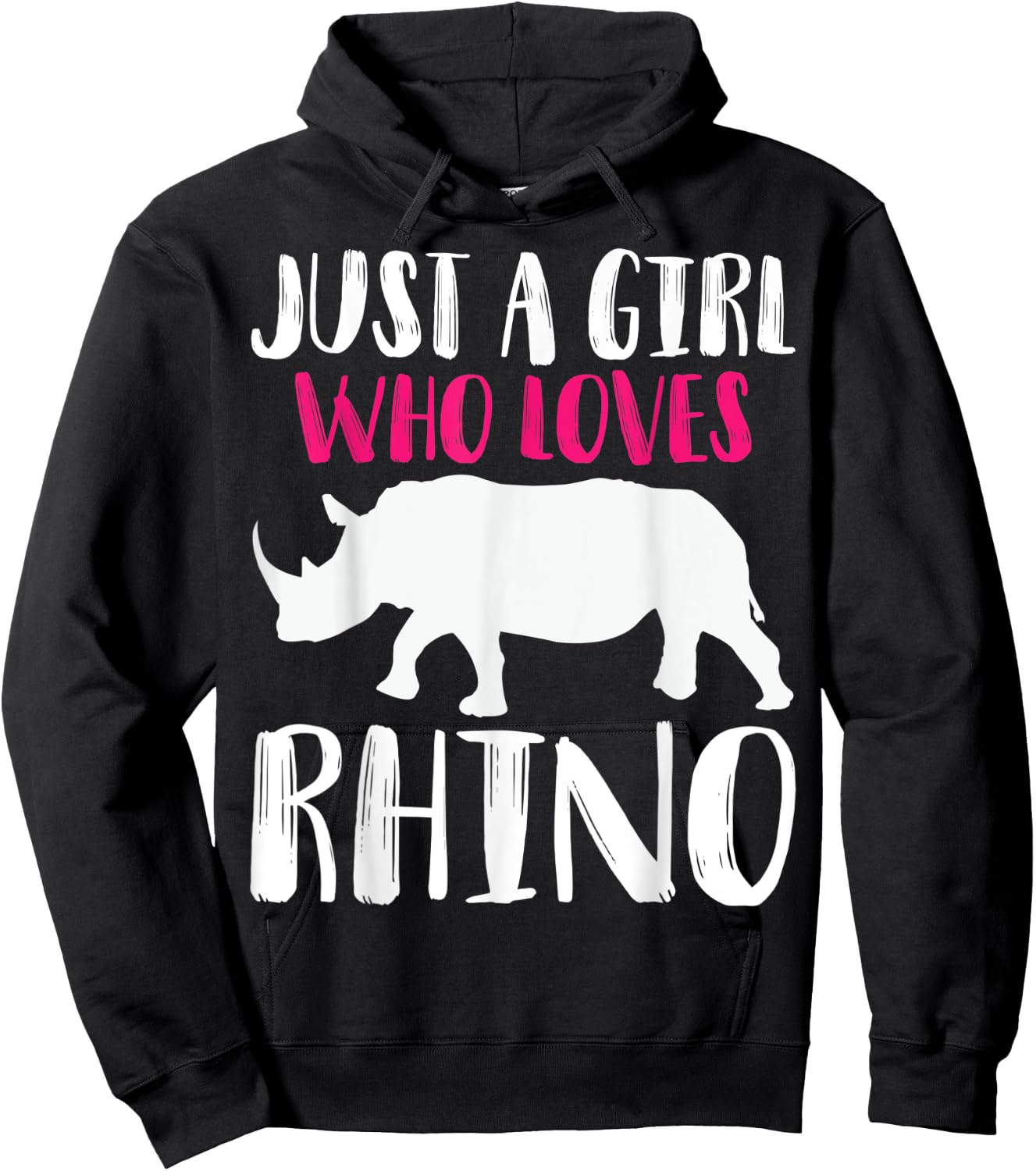 Just A Girl Who Loves Rhino Funny Animal Lover Zoo Jungle Hoodie - Hoodie | Black