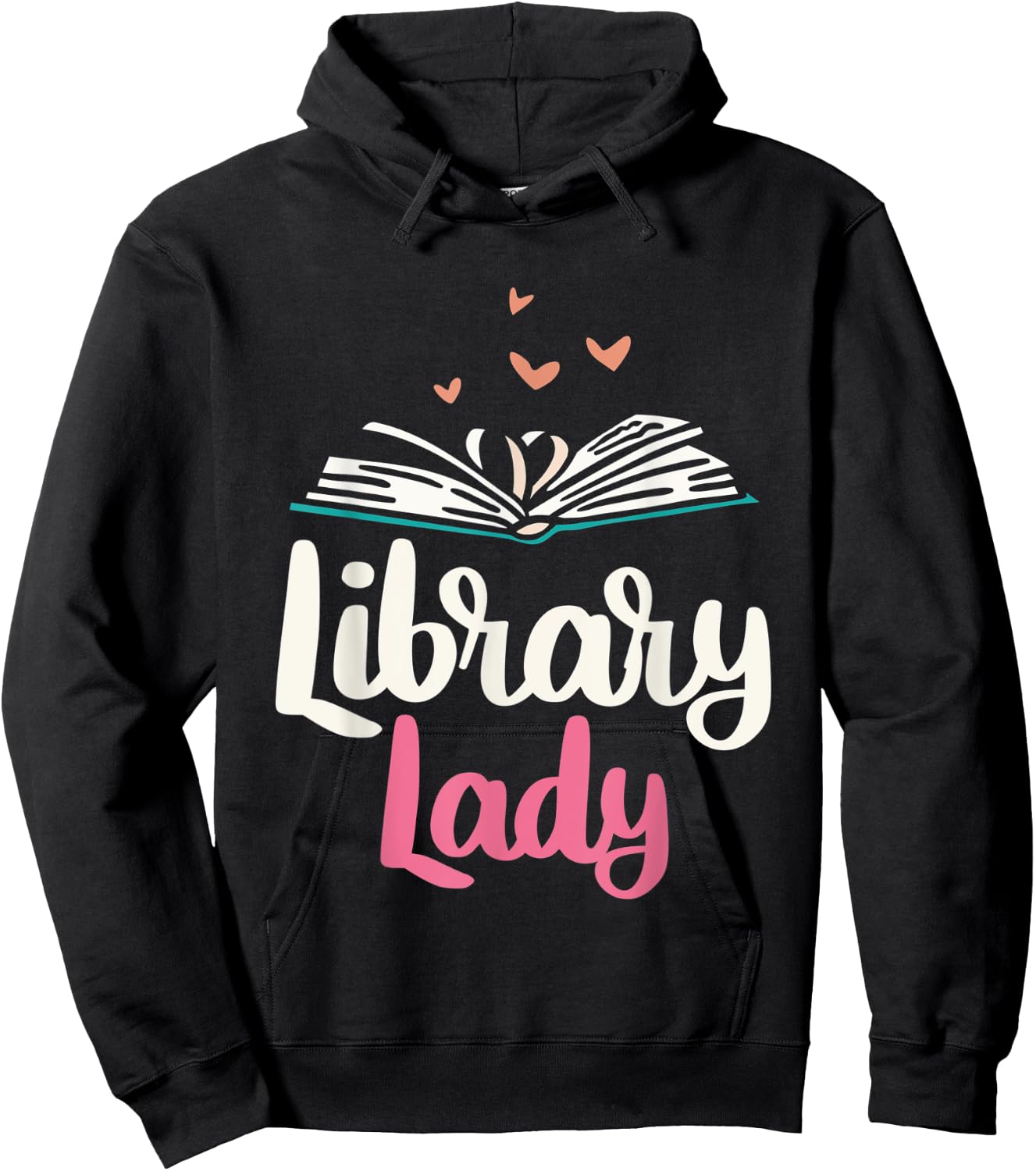 Library Librarian Appreciation Gift Costume Women's Black Classic Elegant Lace Letter Print Hoodie - Hoodie | Black