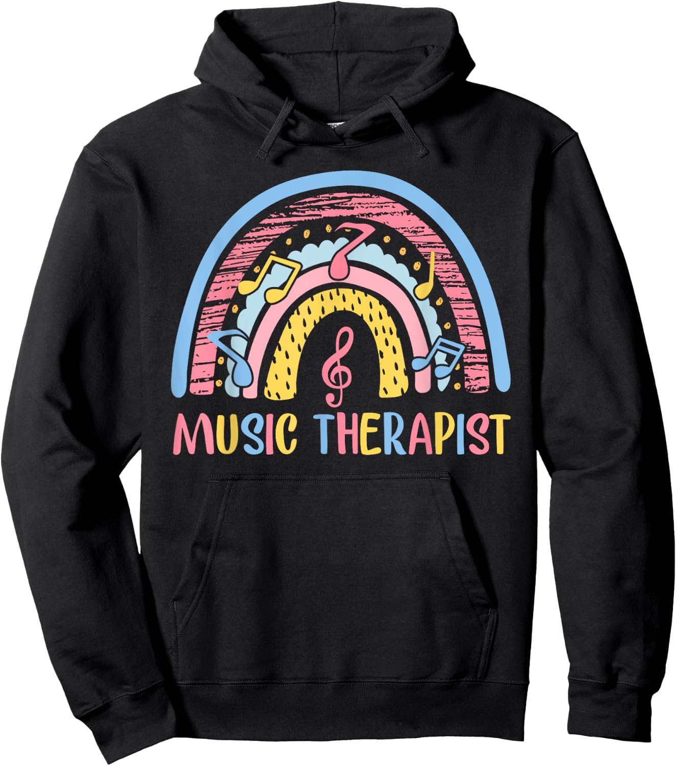 Cute Music Therapist Appreciation Music Therapy Job Rainbow Hoodie - Hoodie | Black