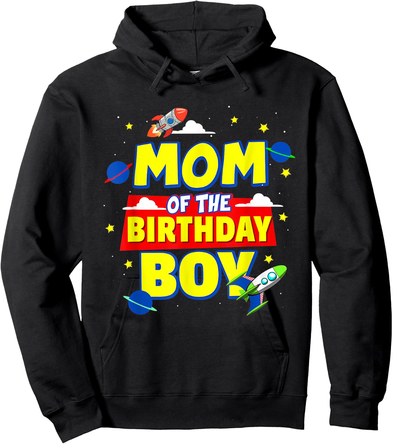 Mom Of The Birthday Astronaut Boy Outer Space Theme Party Hoodie - Hoodie | Black