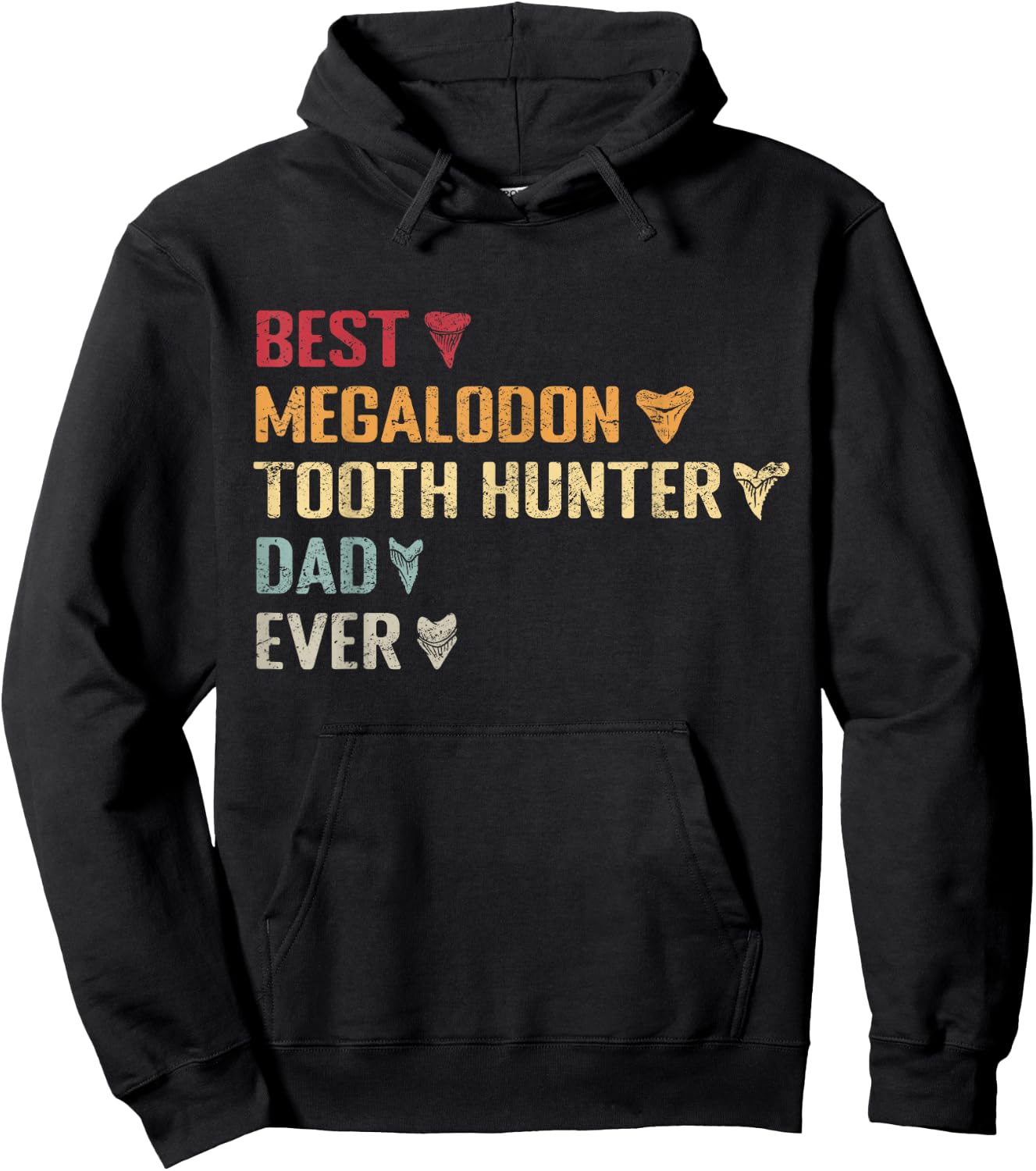 Megalodon Tooth Hunter Dad & Shark Teeth Collecting Hoodie - Hoodie | Black