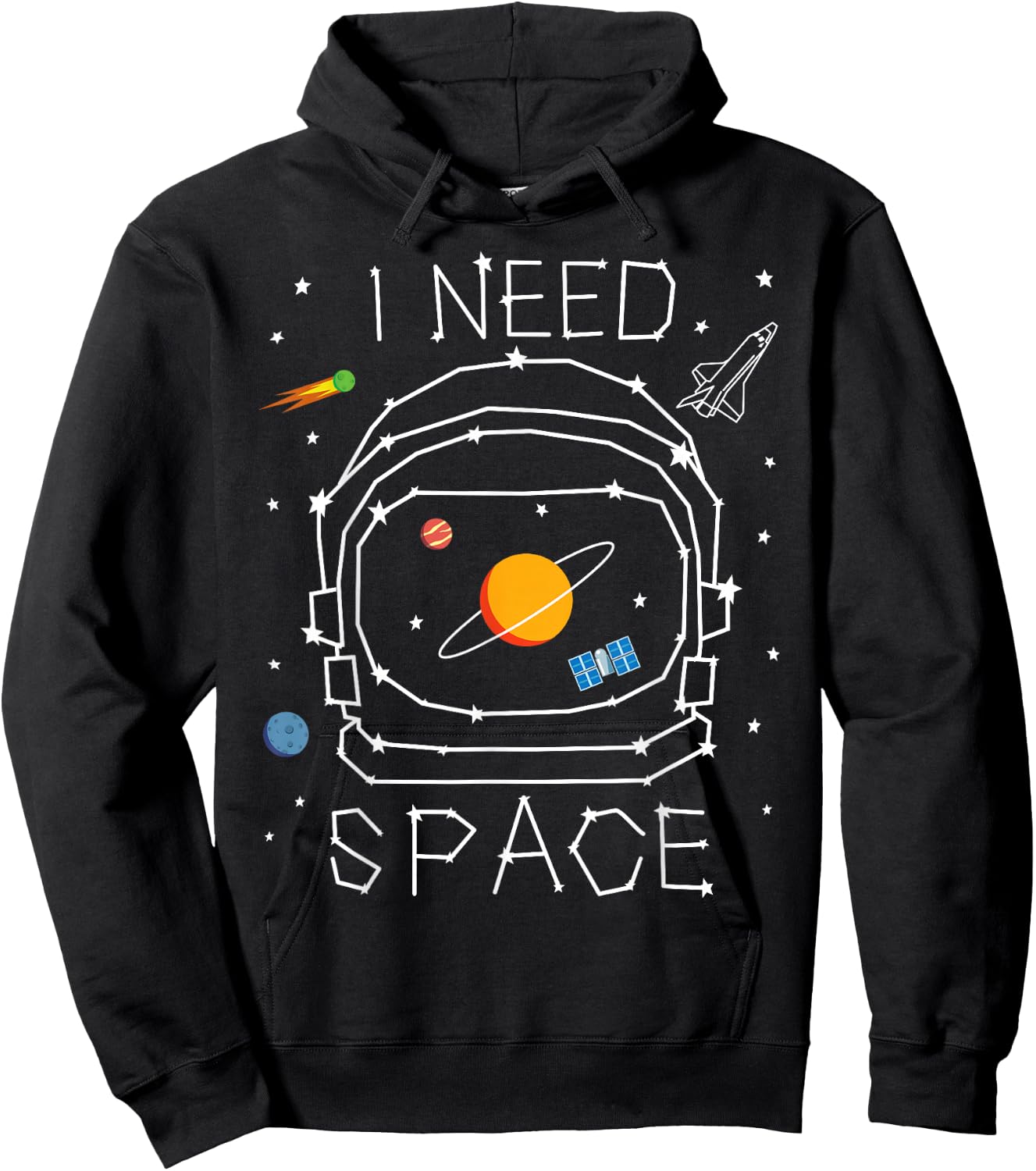 I Need Space Astronaut Helmet Solar System Astronomy Planets Hoodie - Hoodie | Black