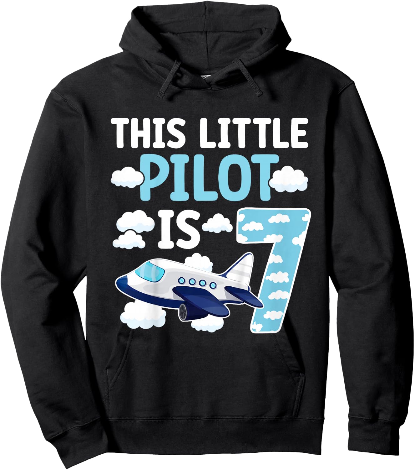 7th Airplane Birthday Party Seven Year Old Pilot Birthday Hoodie - Hoodie | Black