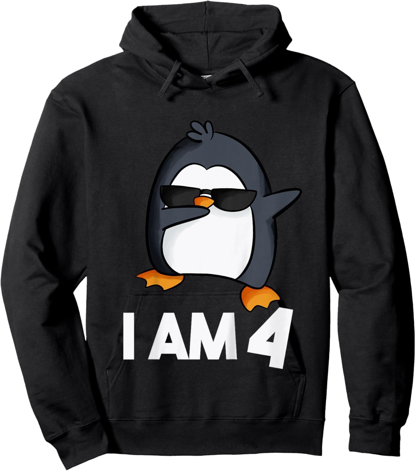 Penguin Birthday Shirt 4 Years Old Birthday Outfit Kids Hoodie - Hoodie | Black