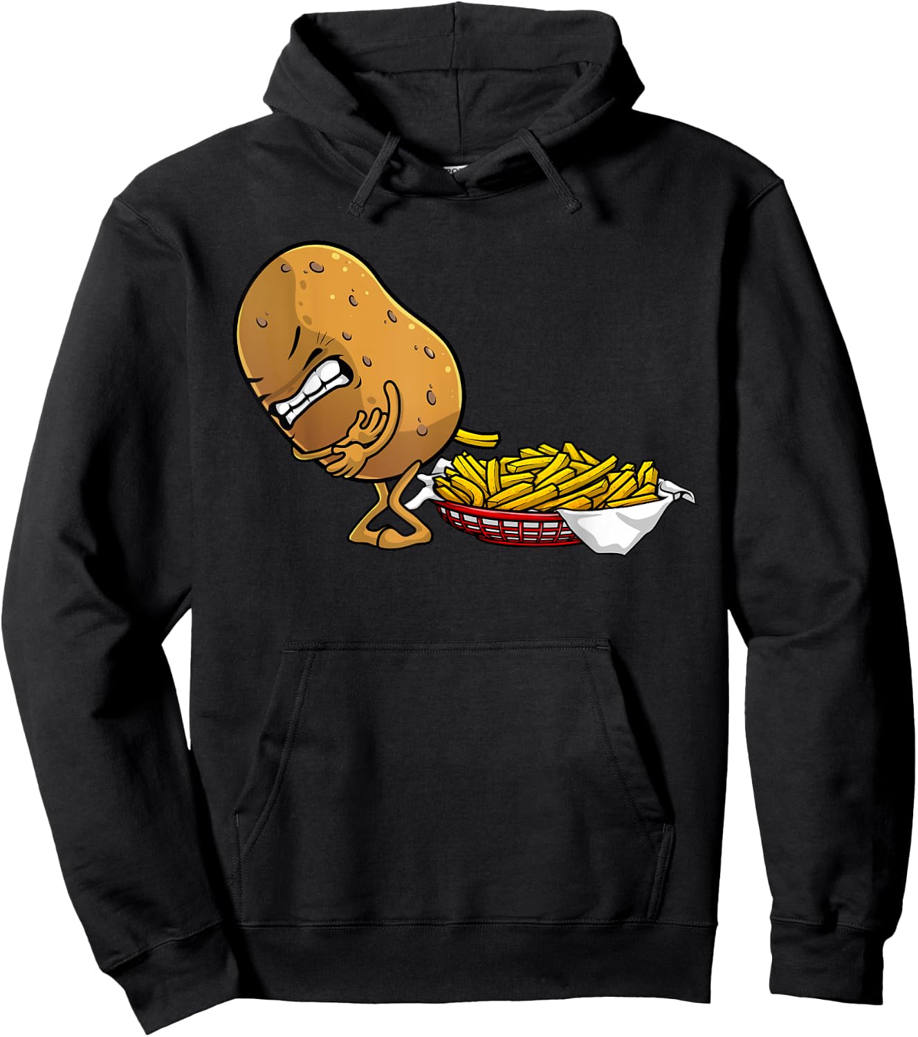 Funny French Fries Designs Women Potato Food Eaters Small Hoodie - Hoodie | Black