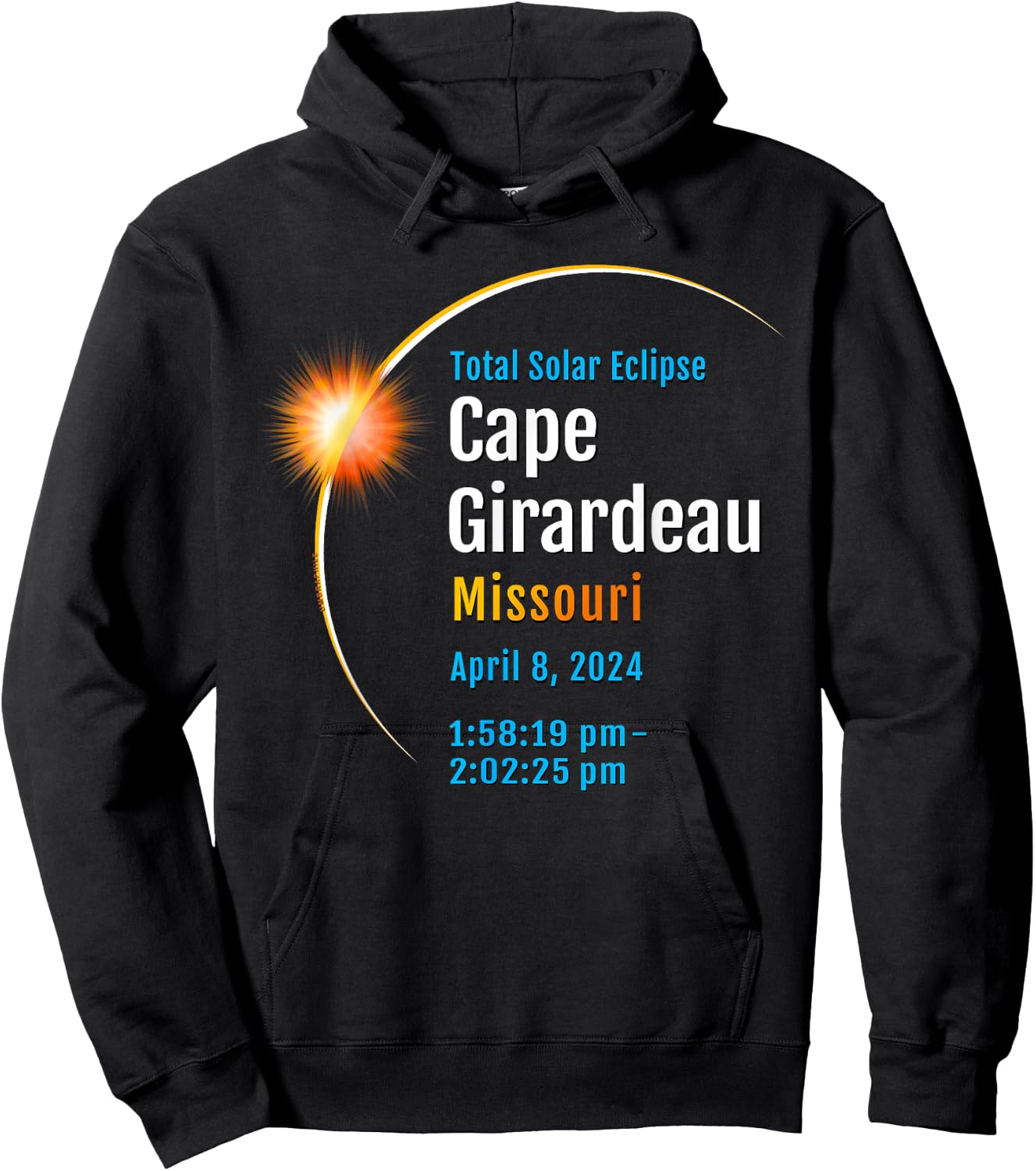 Cape Girardeau Missouri Total Solar Eclipse 2024 :: 1 :: Hoodie - Hoodie | Black