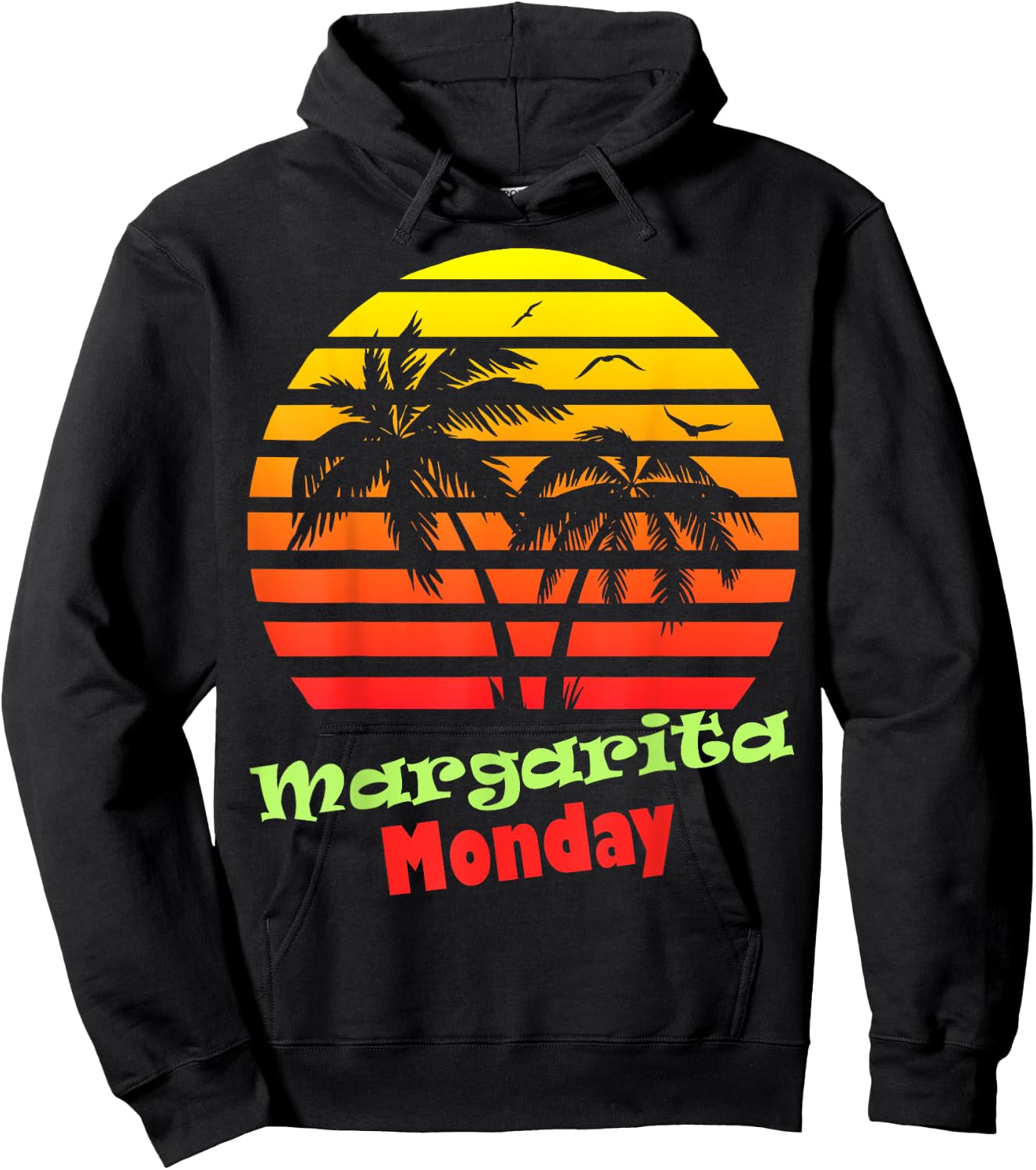 Margarita Monday 80s Summer Beach Palm Tree Sunset Men Women Hoodie - Hoodie | Black