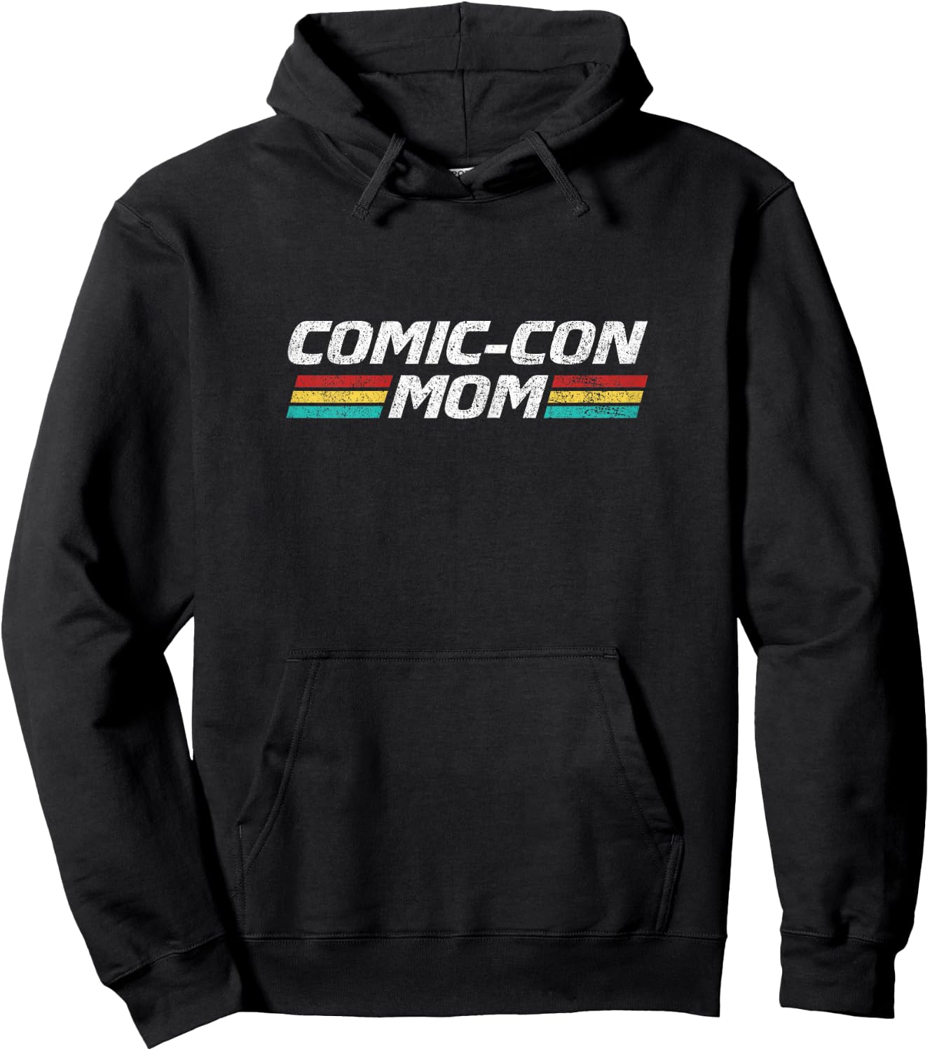 Comic-Con Mom 80's Retro Style Distressed Hoodie - Hoodie | Black