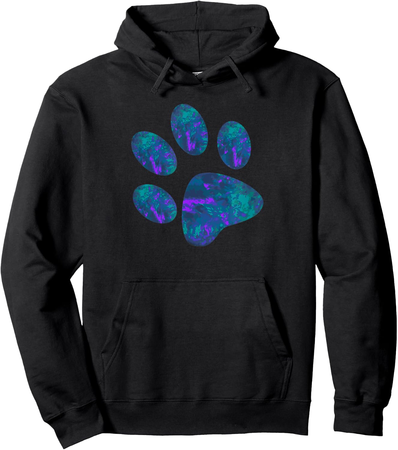 Cyan Blue Violet teal Dog Paw Print For Dogs Lover Men Women Kids Hoodie - Hoodie | Black
