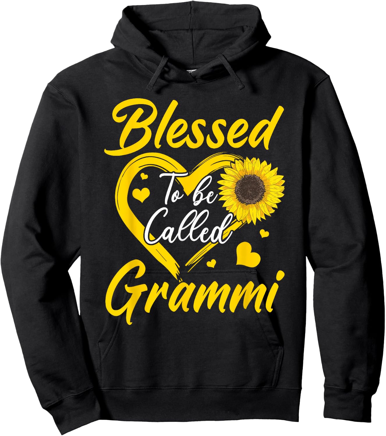 Blessed To Be Called Grammi Sunflower Heart Mother's Day Hoodie - Hoodie | Black