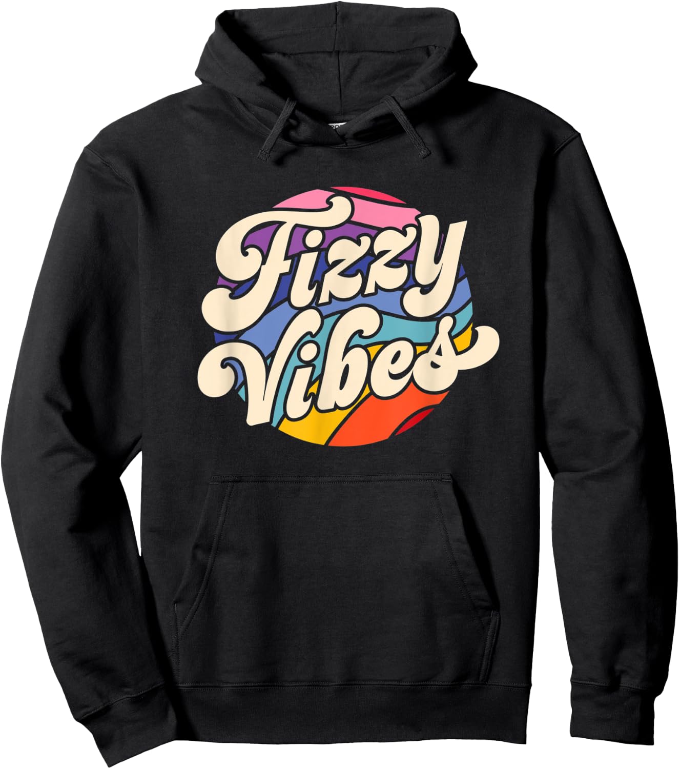Fizzy Vibes - 70s Inspired Boho Hippie Hoodie - Hoodie | Black