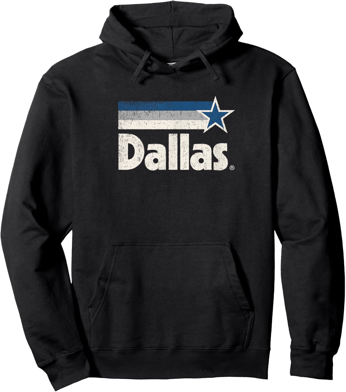Vintage Dallas Texas City Strong Dallas TX Blue Stripes Star Hoodie - Hoodie | Black