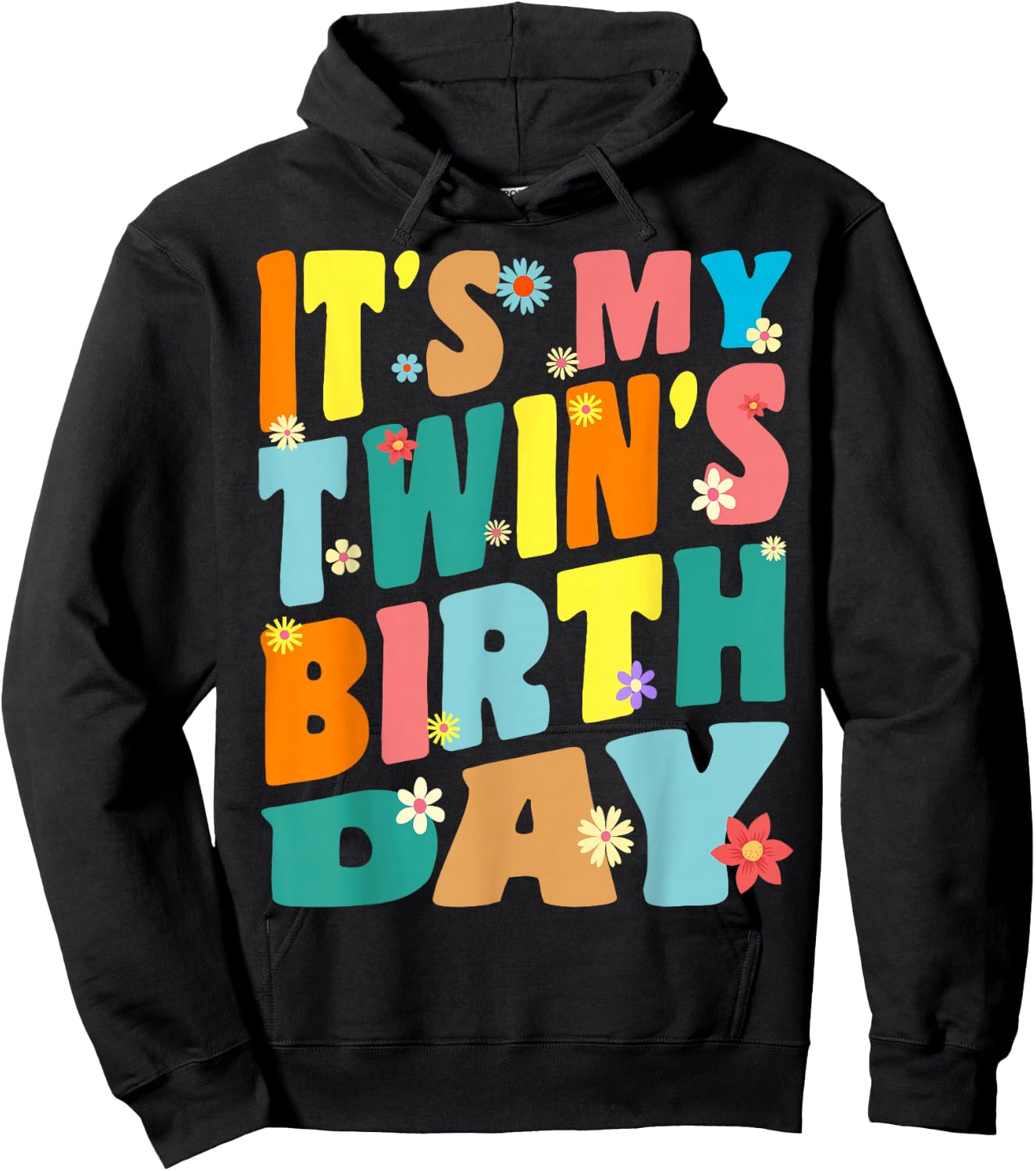 It's My twin's Birthday Retro Vintage Women Men Kids Hoodie - Hoodie | Black