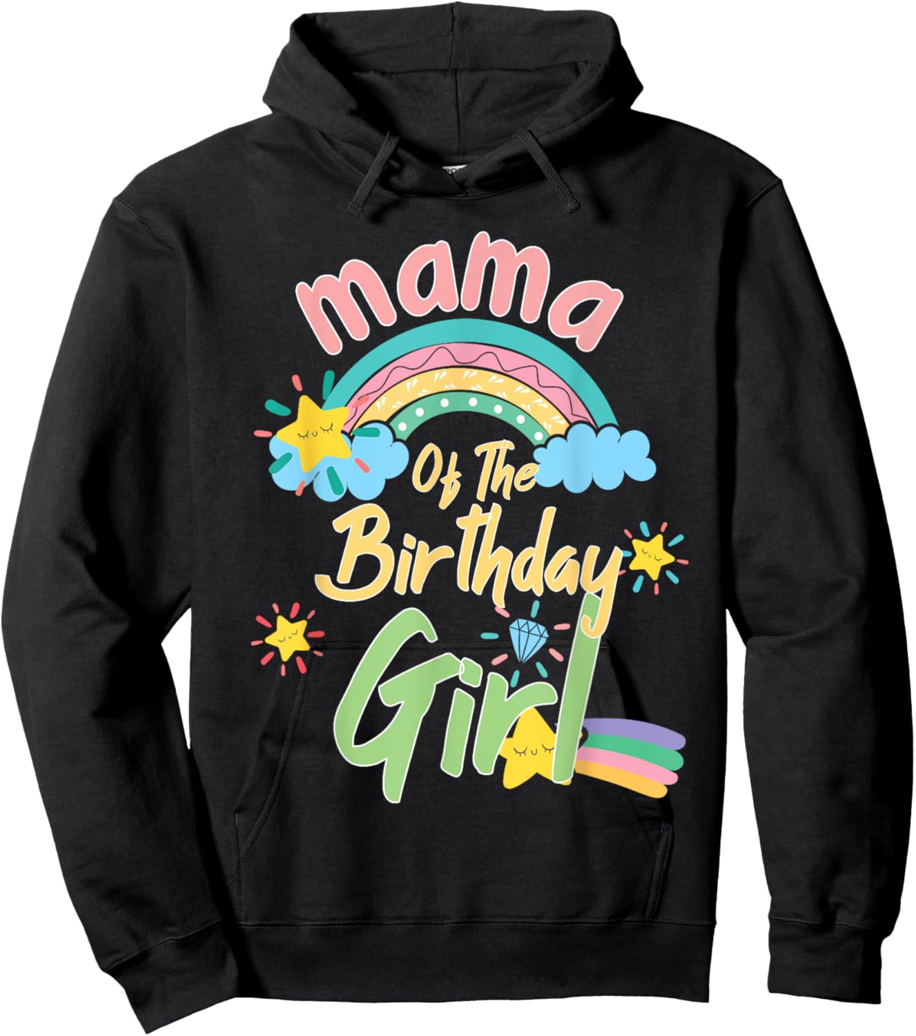 Mama Of The Birthday Girl Rainbow Matching Family Hoodie - Hoodie | Black