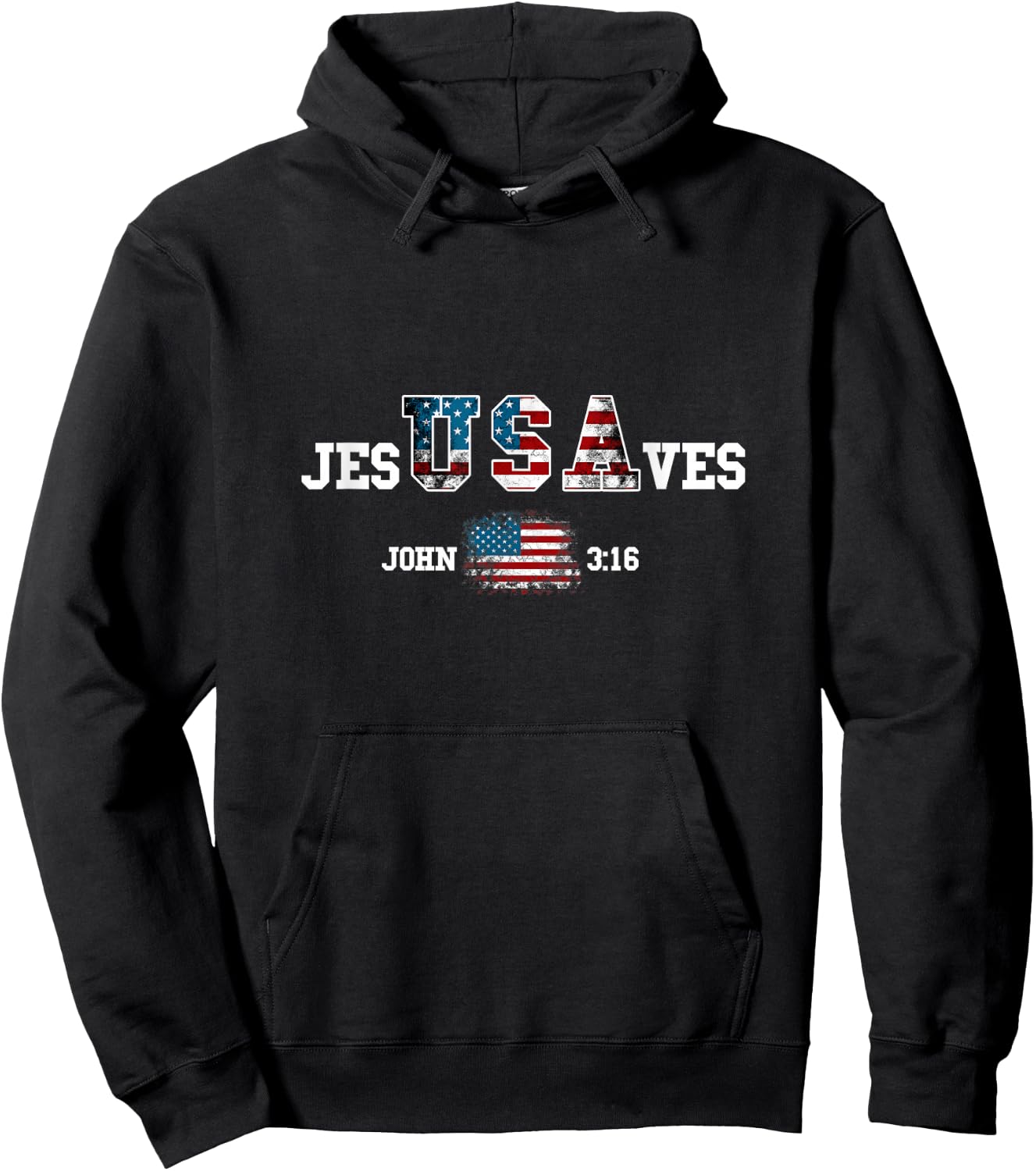 Jesus Saves USA American Flag Patriotic Christian Hoodie - Hoodie | Black