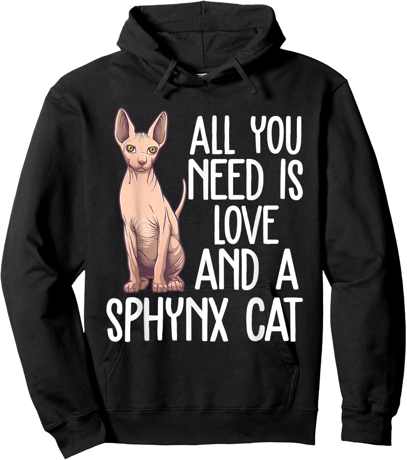 Funny Sphynx Cat Design Women Cat Lover Kitten Pet Hoodie - Hoodie | Black