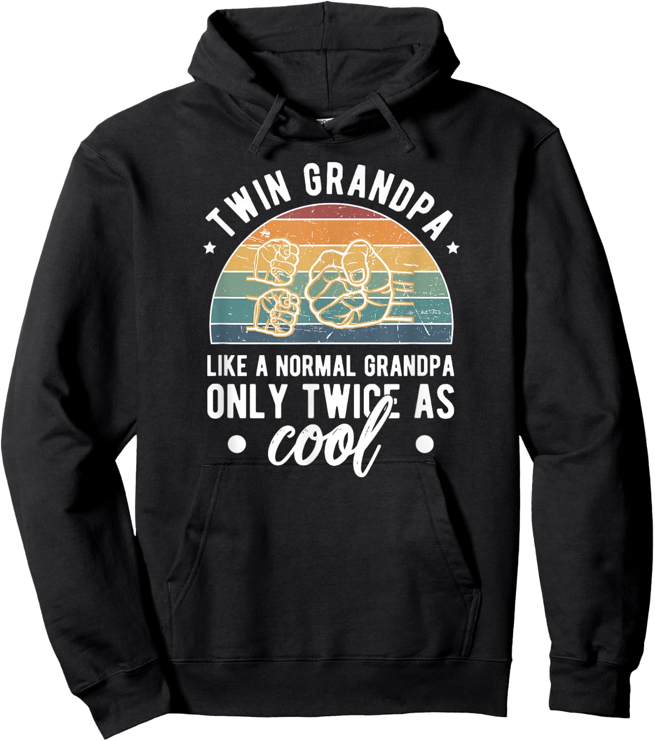 Twin Grandpa Twice As Cool Grandpa Of Twins Twin Grandfather Hoodie - Hoodie | Black