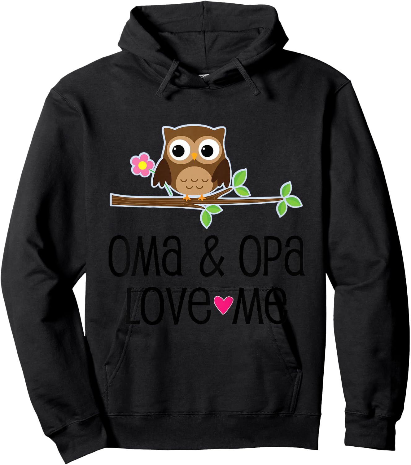 Kids Oma and Opa Love Me Grandchild Owl Hoodie - Hoodie | Black