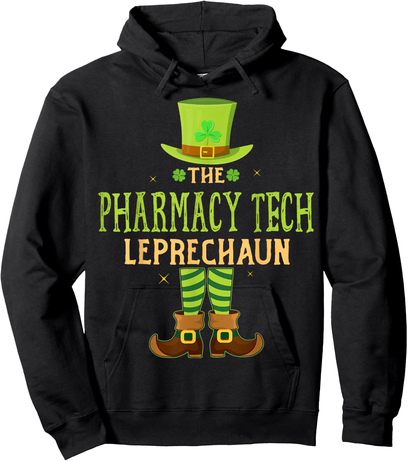The Pharmacy Tech Leprechaun Matching St Patricks Day Hoodie - Hoodie | Black