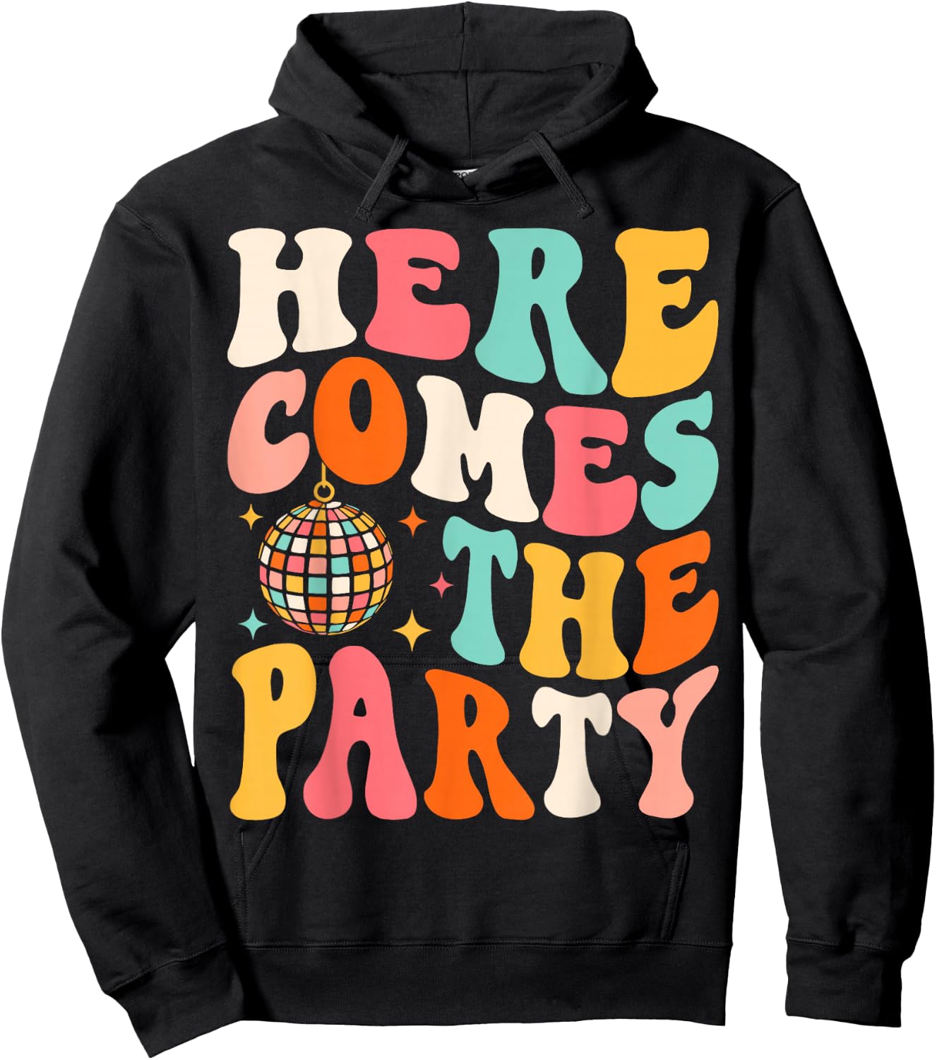 Here Come The Party Retro Bachelorette Bridal Party Wedding Hoodie - Hoodie | Black
