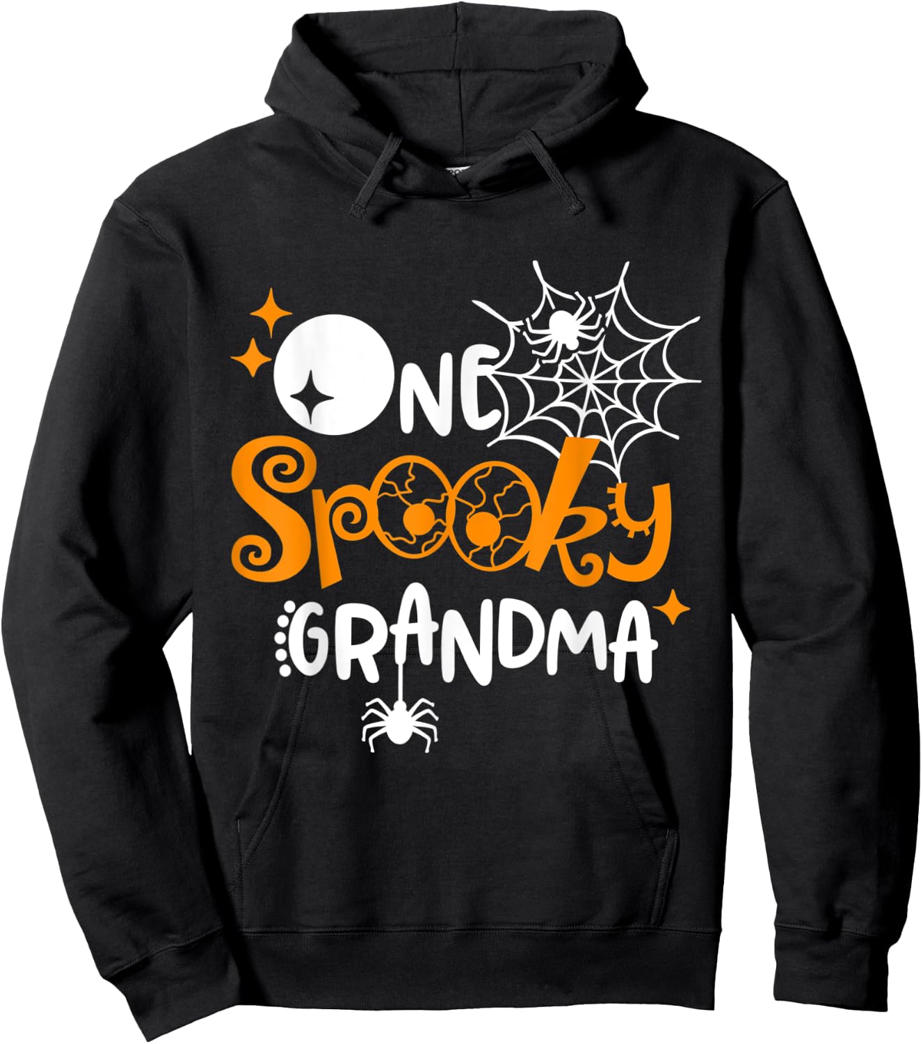 One Spooky Grandma Funny Halloween Bats Spider Web Hoodie - Hoodie | Black