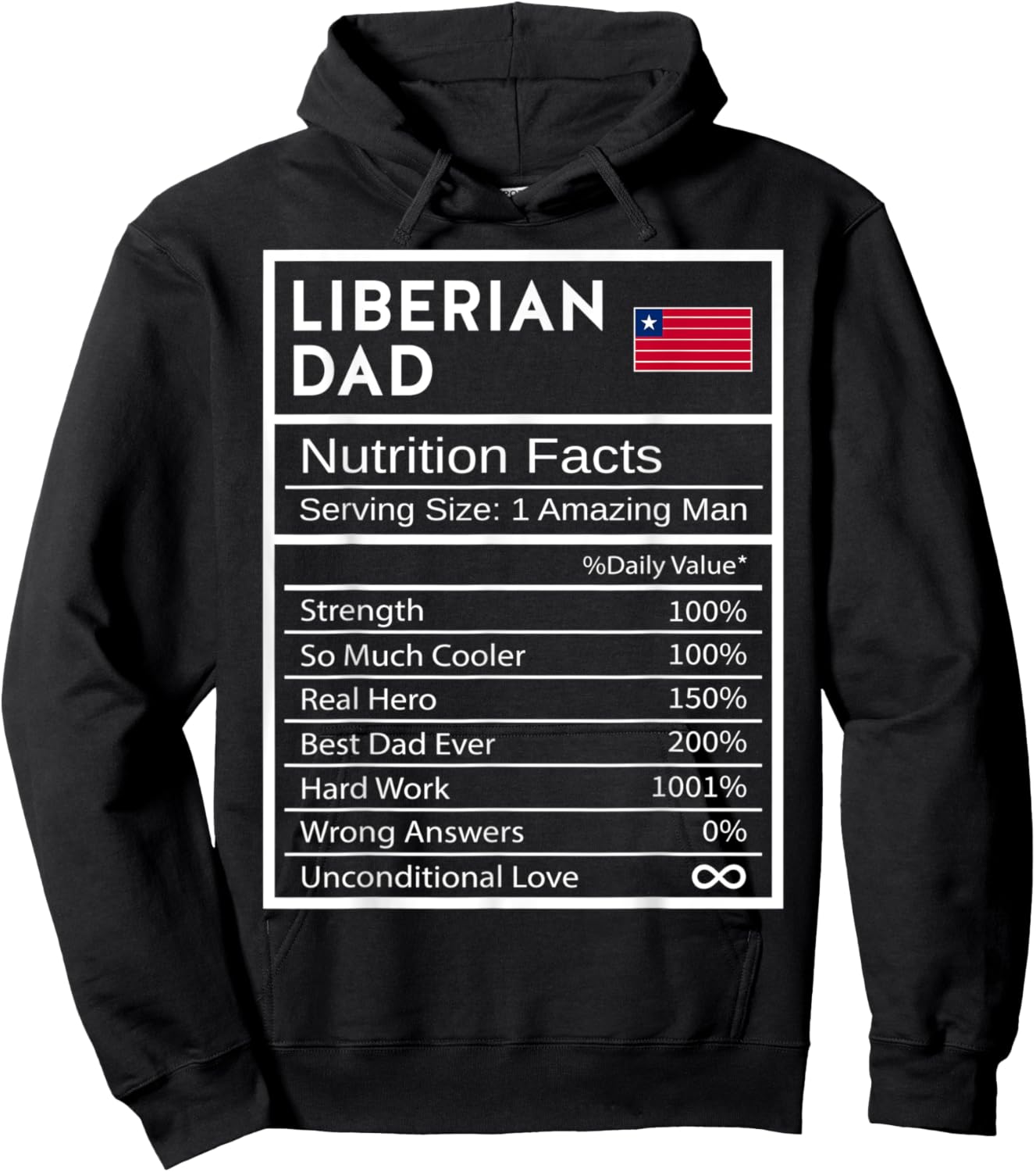 Liberian Dad Nutrition Facts National Pride Father's Day Hoodie - Hoodie | Black