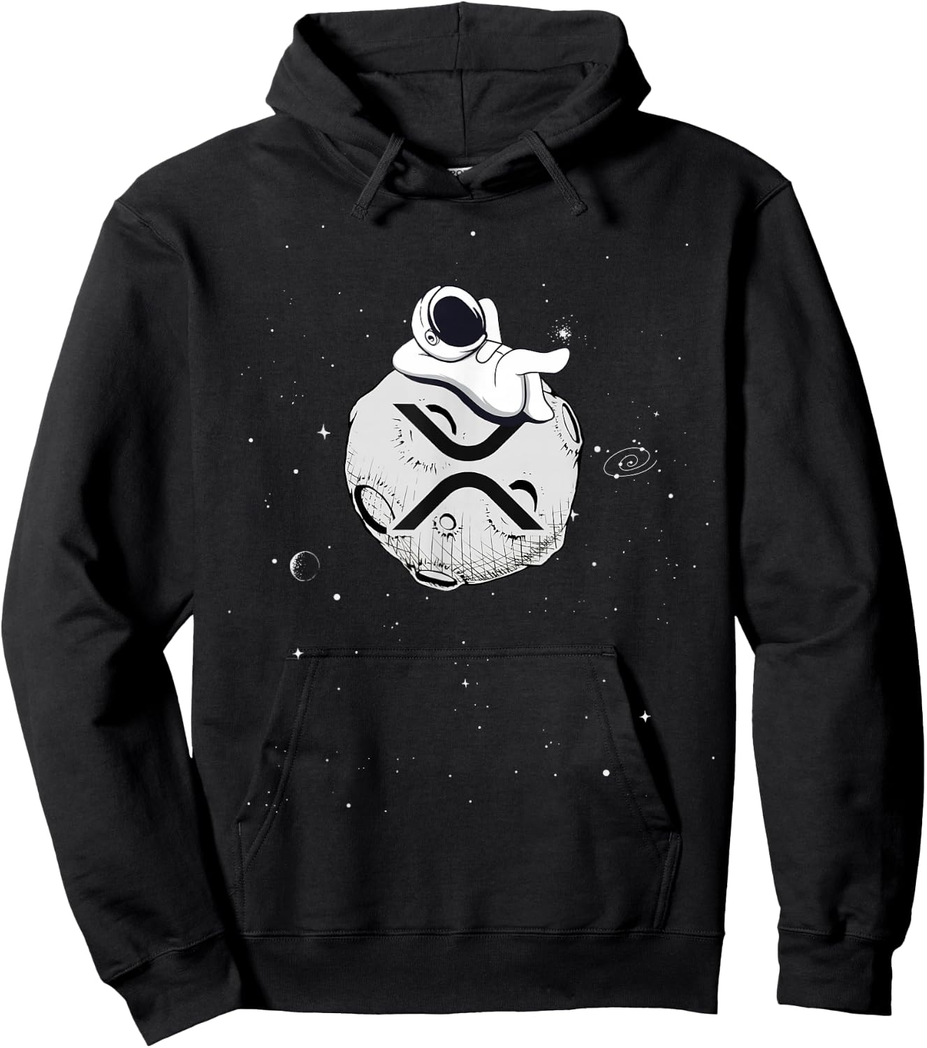 Cryptocurrency Fun Relaxing Space Man On XRP Crypto Moon Hoodie - Hoodie | Black