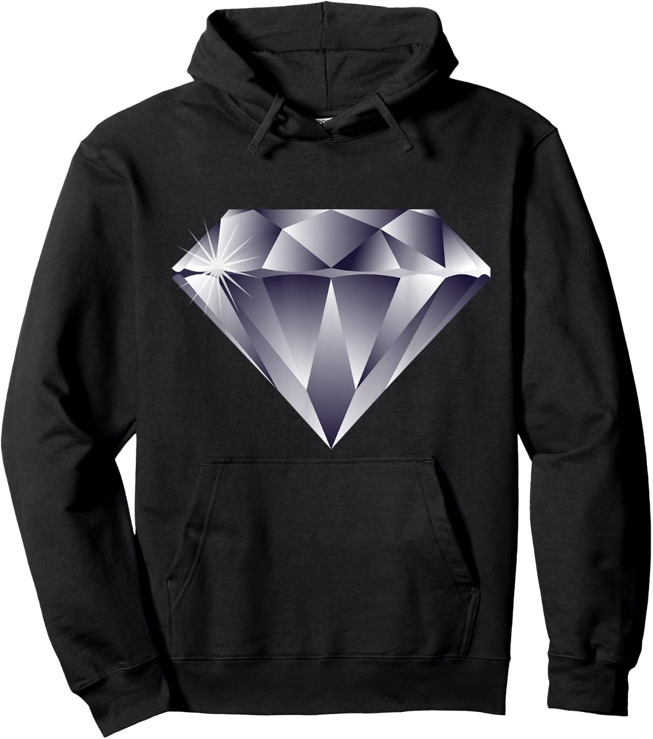Large Sparkling Diamond Gemstone Jewel Graphic Hoodie - Hoodie | Black