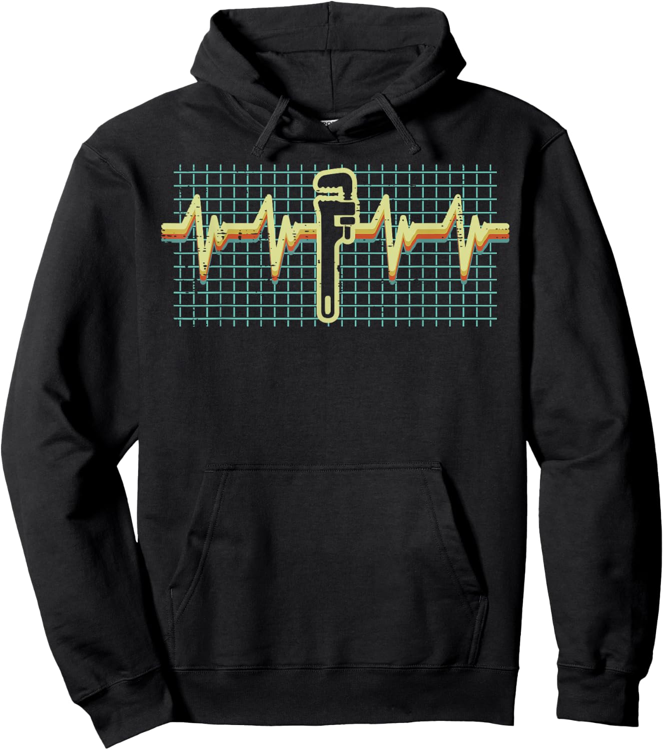 Wrench Heartbeat Retro Funny Car Auto Mechanic Garage Men Hoodie - Hoodie | Black