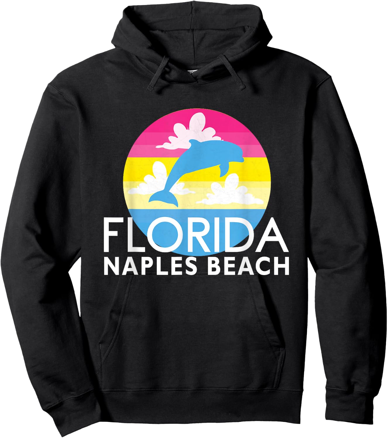 Pink Dolphin Sunset Naples Beach FL Dolphin Naples Florida Men Women Girls Kids Hoodie - Hoodie | Black