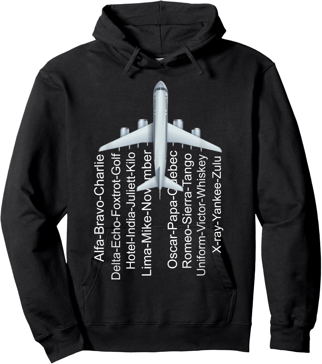 Phonetic Alphabet Pilot Airplane Funny Gift Plane Letters Hoodie - Hoodie | Black