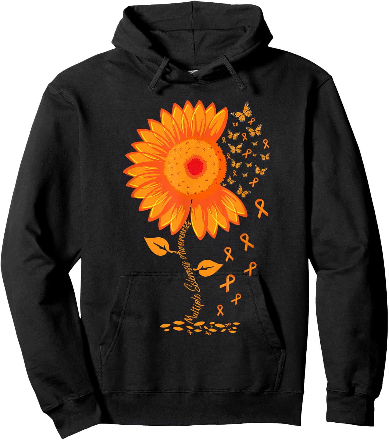 Multiple Sclerosis Awareness Ribbon Flower MS butterfly Hoodie - Hoodie | Black