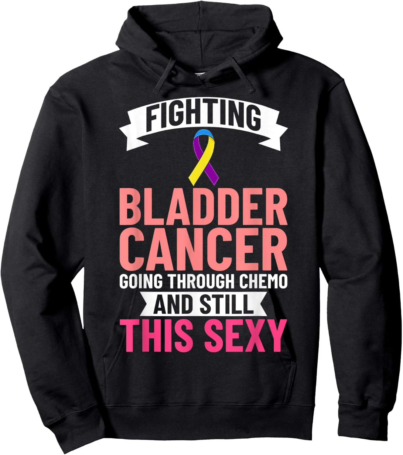 Bladder Cancer Ribbon Awareness Chemo Survivor Hoodie - Hoodie | Black