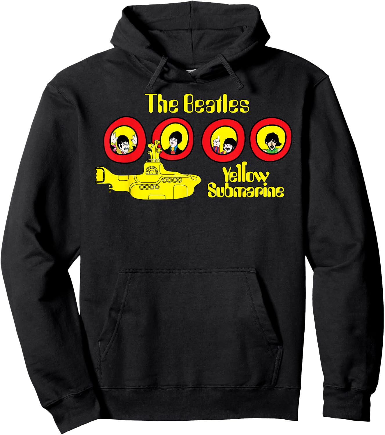 The Beatles Yellow Cartoon Submarine Hoodie - Hoodie | Black