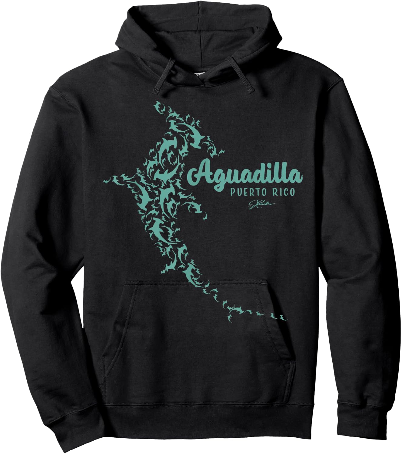 JCombs: Aguadilla, Puerto Rico, Hammerhead Shark, Beach Women Kids Hoodie - Hoodie | Black