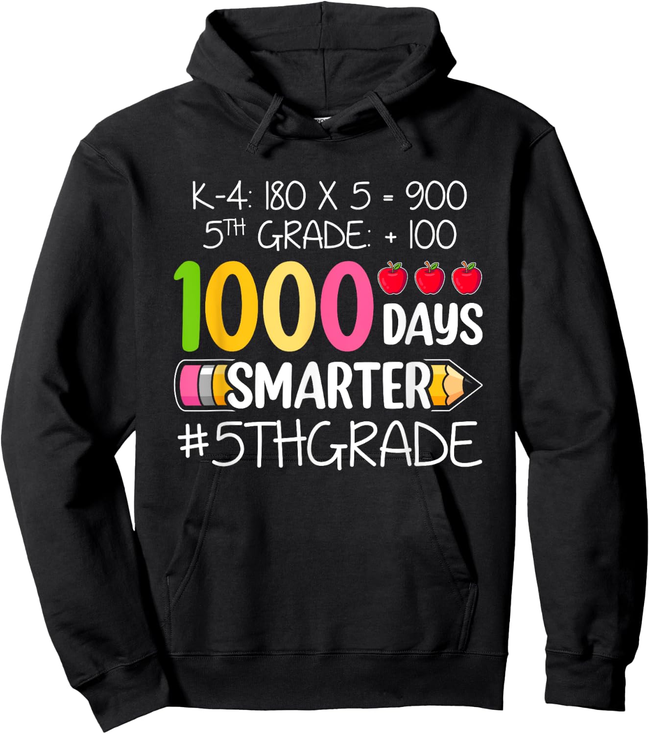 1000 Days Smarter Fifth 5th Grade Teacher Student School Hoodie - Hoodie | Black