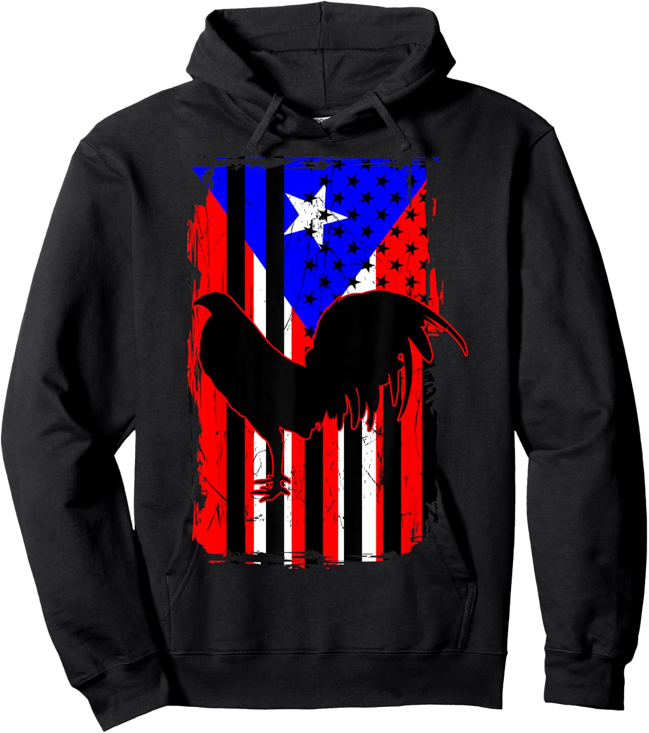 Rooster Puerto Rican Flag Gallo Bandera Boricua Boriken Hoodie - Hoodie | Black