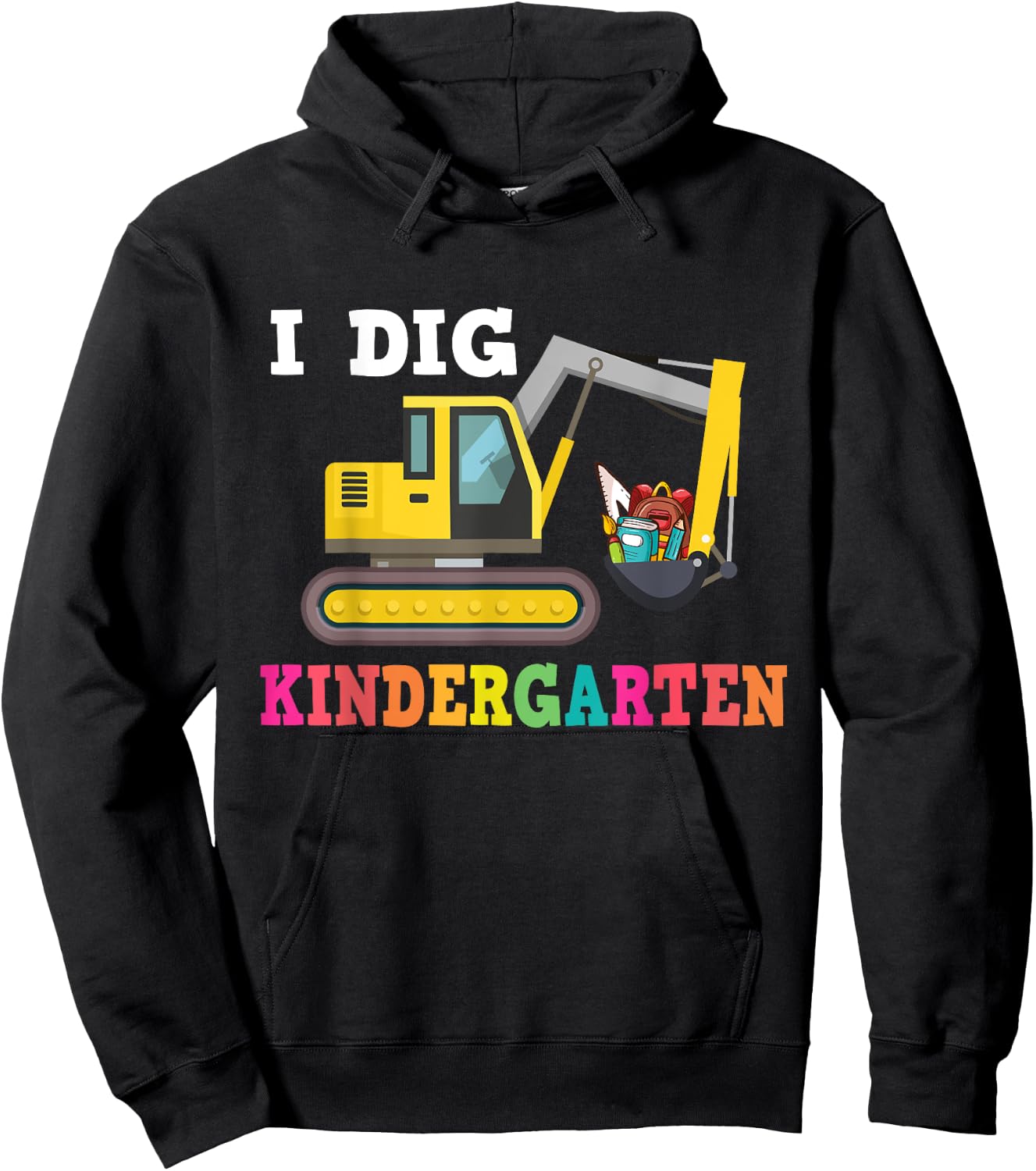 I Dig Kindergarten Construction Truck Back To School Hoodie - Hoodie | Black