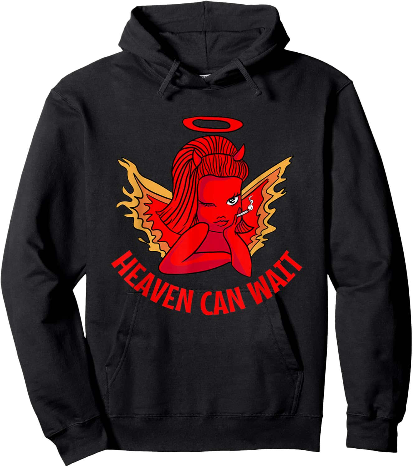 Heaven Can Wait Nu Goth Style Occult Punk Emo Satanic Hoodie - Hoodie | Black