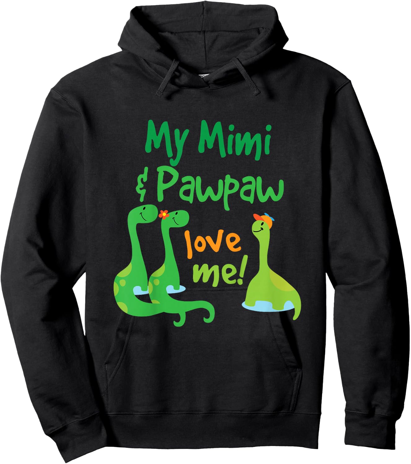 Kids Mimi and Pawpaw Love Me Dinosaur Grandson Hoodie - Hoodie | Black