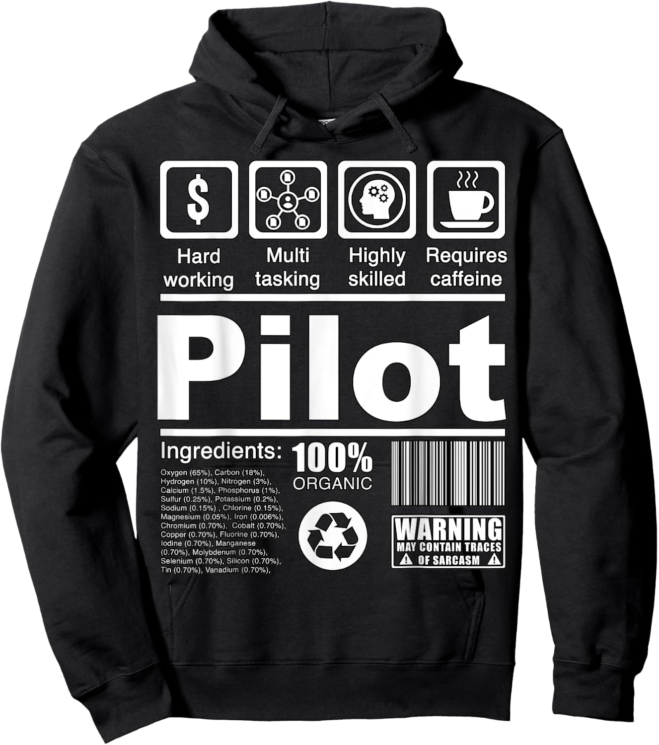 Pilot Funny Nutritional Facts - For Pilots Hoodie - Hoodie | Black