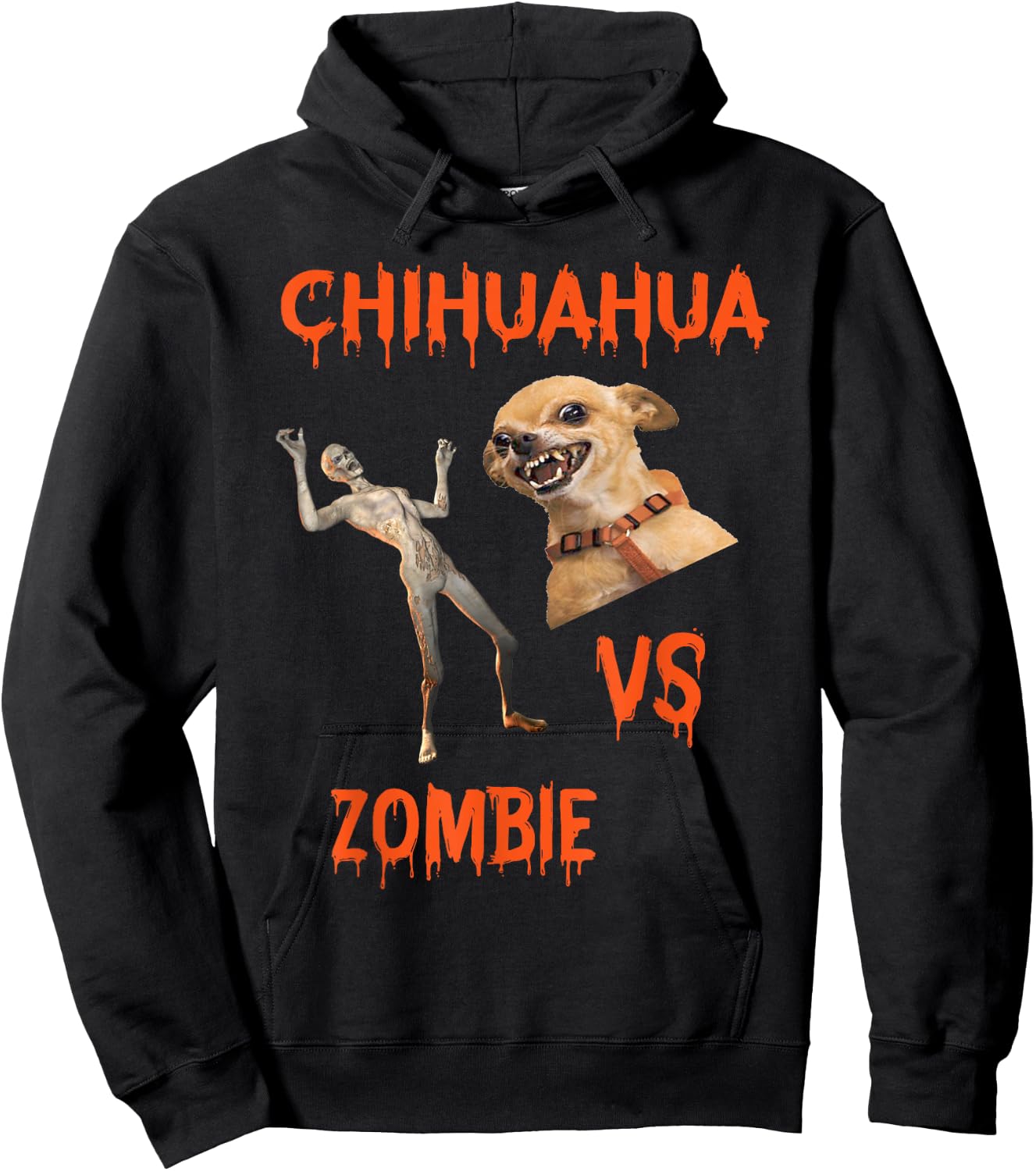 Zombie Vs. Chihuahua Humor Hoodie - Hoodie | Black